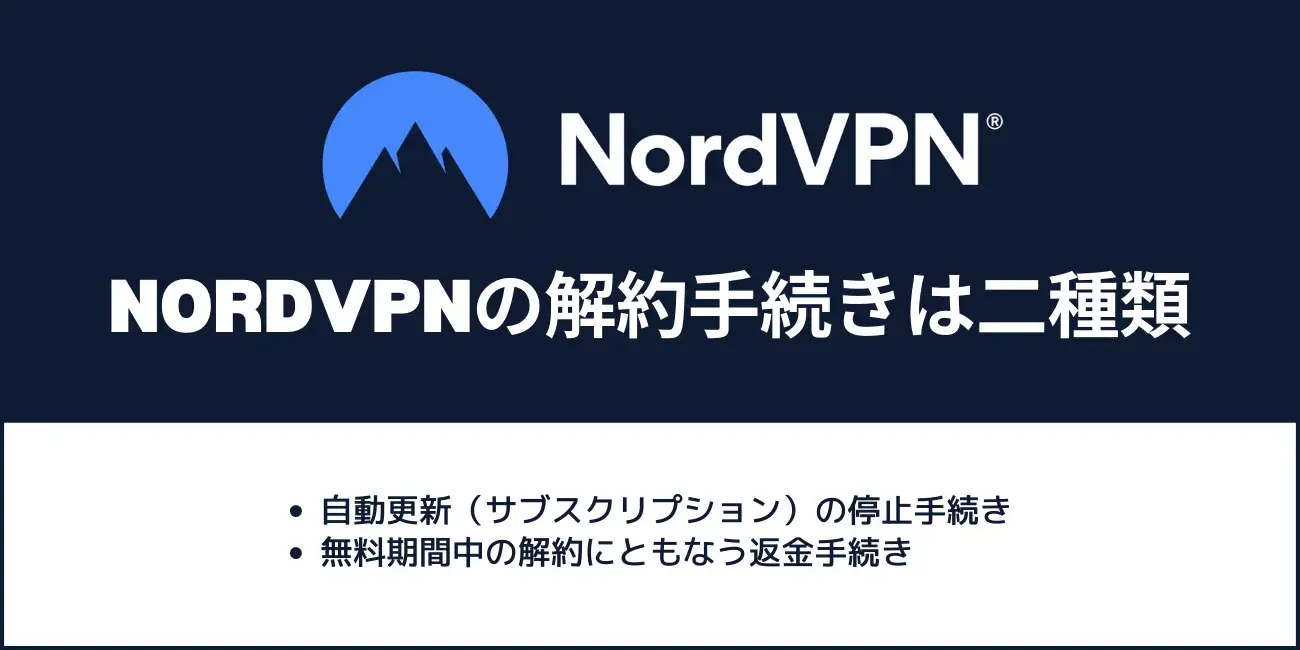 NordVPNの解約手続きは二種類