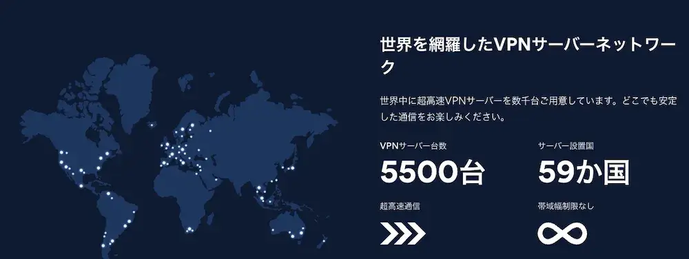 世界を網羅したVPNサーバーネットワーク